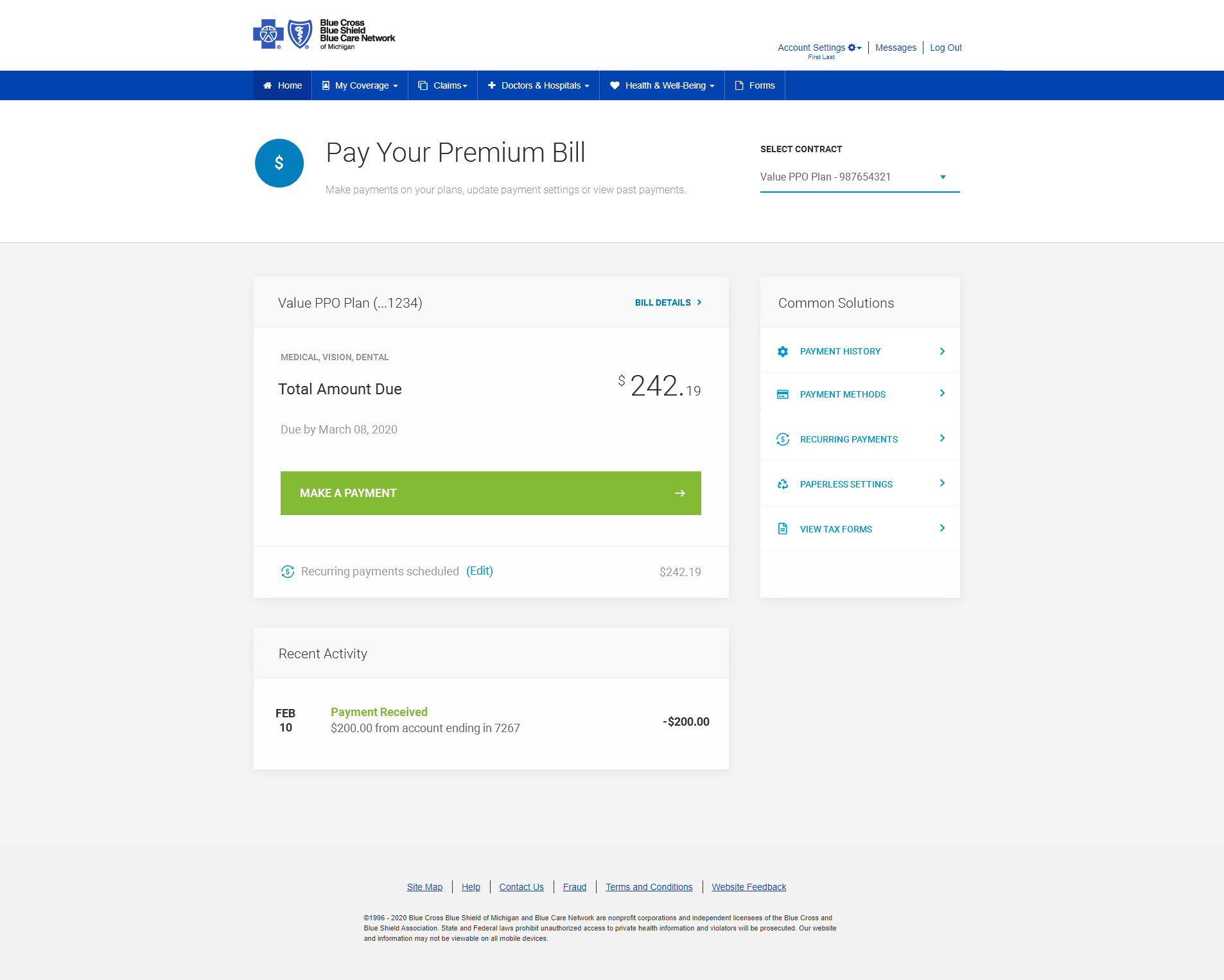 BCBSM bill summary design