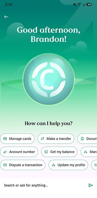 CiZi digital assistant mobile screen